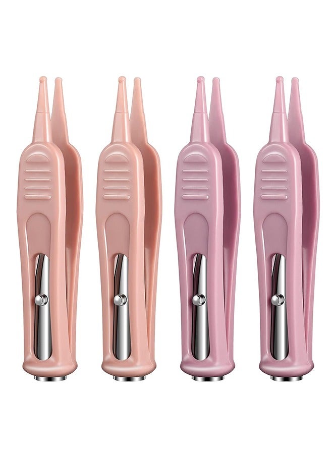 4Pcs Infant Nose Cleaning Tweezer with LED Light Safe and Effective Booger Plier for Infant Cleaning Pincet Forceps Round-Head Clip Care Ear Nose Navel Clean Tool Nipper for Relieves Stuffy Nose - Image 1