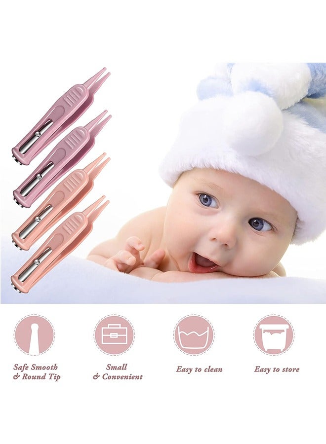 4Pcs Infant Nose Cleaning Tweezer with LED Light Safe and Effective Booger Plier for Infant Cleaning Pincet Forceps Round-Head Clip Care Ear Nose Navel Clean Tool Nipper for Relieves Stuffy Nose - Image 4