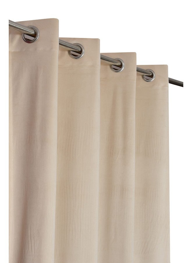 Home-Cloud Home cloud 3 Pieces Velvet Plain Semi Blackout Parda Curtains for Door 7 Feet Set of 3 Pcs-[ 4 Feet x 7 Feet]- Color-Cream - Image 3