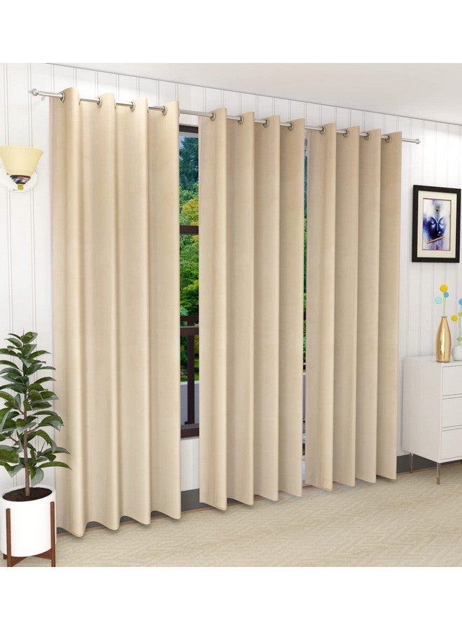 Home-Cloud Home cloud 3 Pieces Velvet Plain Semi Blackout Parda Curtains for Door 7 Feet Set of 3 Pcs-[ 4 Feet x 7 Feet]- Color-Cream - Image 1