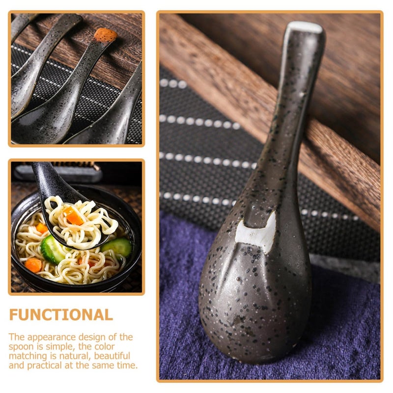 Ceramic Soup Spoons Set of 4 Food Grade Porcelain for Ramen Pho Noodles Home Restaurant Use - Image 5