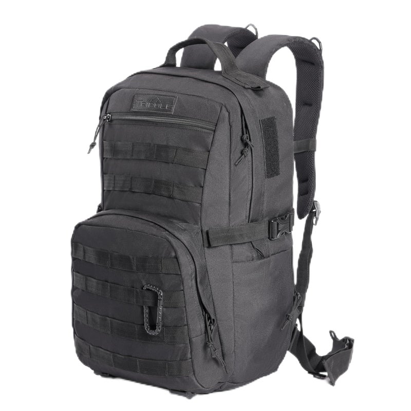 Tripole Captain 25 Litres Tactical Laptop Backpack with MOLLE Webbing and Carabiner â€“ Travel, Outdoor & Daily Use (Black) - Image 3