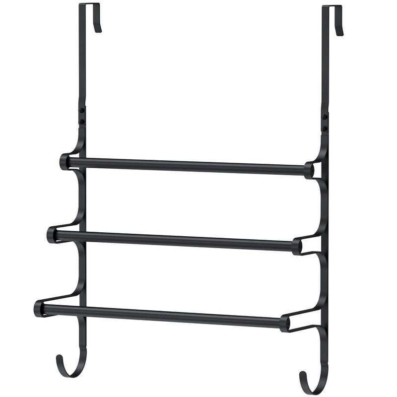 CANYAVE Over The Door Towel Rack Over Door Towel Rack for Bathroom Door Triple Towel Storage Holder with Hooks Matte Black 1732 L