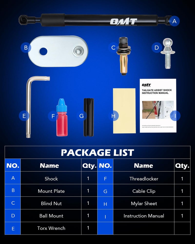 Orion Motor Tech Truck Tailgate Assist, Pickup Tailgate Lift Assist Kit Compatible with 2009 2010 2011 2012 2013 2014 2015 2016 2017 2018 2019 2020 2021 2022 2023 2024 2025 Dodge Ram 1500 2500 3500 - Image 5