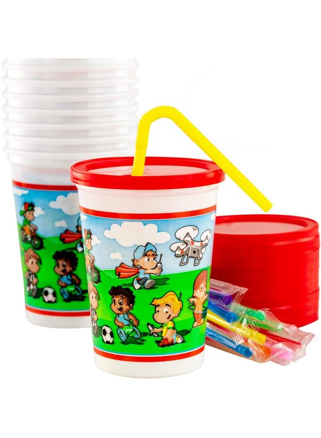 Avant Grub Leakproof 12Oz Kids Party Cups With Lid And Straw 10Pk. Super Durable And Dishwashersafe With Bpa Free Material Is Reusable Or Take And Toss! Great For Child Birthday Parties Travel Or Bathroom Cup - Image 2