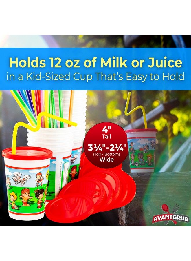 Avant Grub Leakproof 12Oz Kids Party Cups With Lid And Straw 10Pk. Super Durable And Dishwashersafe With Bpa Free Material Is Reusable Or Take And Toss! Great For Child Birthday Parties Travel Or Bathroom Cup - Image 4