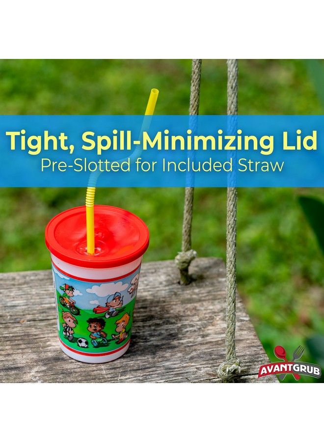 Avant Grub Leakproof 12Oz Kids Party Cups With Lid And Straw 10Pk. Super Durable And Dishwashersafe With Bpa Free Material Is Reusable Or Take And Toss! Great For Child Birthday Parties Travel Or Bathroom Cup - Image 3