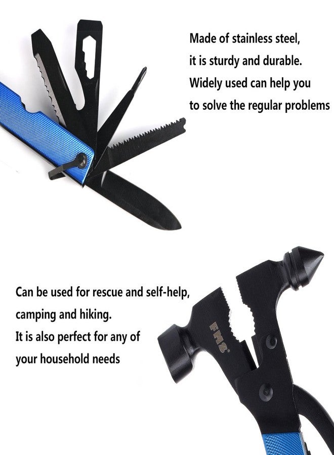 FMS 13-in-1 Stainless Steel Hammer Multitool, Gifts for Dad, Gifts for Men, Mens Gifts for Him, Husband, Grandpa, Gifts for Dad, Portable Multi-functional Hammer Kit with Nylon Belt Pouch - Image 5