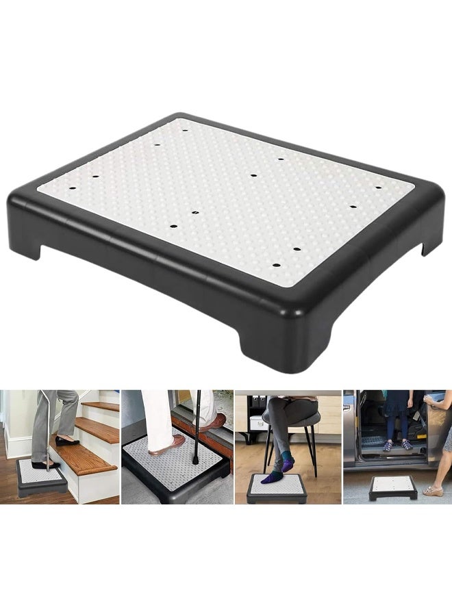 DUNISO Adult One Step Stool, Non-slip Mobile Step Stool for Indoor and Outdoor, Portable Anti-fall Safety Platform for Elderly, Suitable for High-rise Stairs (55*40*9.5cm) Shower Bed Car Stairs Outdoor, Black  - Image 1
