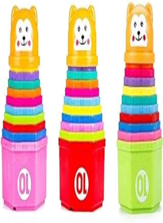Kidcia Kidcia Nest Cup Sounding Hexagon Rainbow Tower Stacking Stack Up Additional Toys (Random Color) - 11 Pieces 