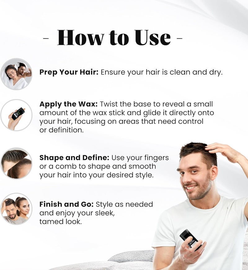 Herbishh Hair Wax Stick For Women & Men 2.7 OZ - Nourish & Styling Slick Wax Stick for Hair Smoothing, Flyaway, Controls Frizzy Hair, Perfect for Hairline and Nape Area, Wax Stick for Hair Fly Away - Image 5