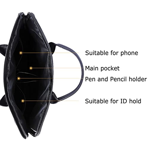 enyuwlcm Waterproof Oxford Handle Document Bag Briefcase for Men File Tote Bag for Carrying Paper Files Black (Black) - Image 3