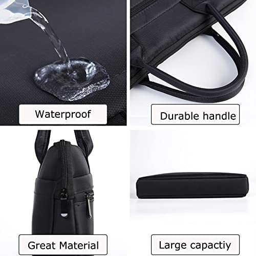 enyuwlcm Waterproof Oxford Handle Document Bag Briefcase for Men File Tote Bag for Carrying Paper Files Black (Black) - Image 4