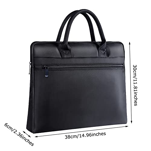 enyuwlcm Waterproof Oxford Handle Document Bag Briefcase for Men File Tote Bag for Carrying Paper Files Black (Black) - Image 2
