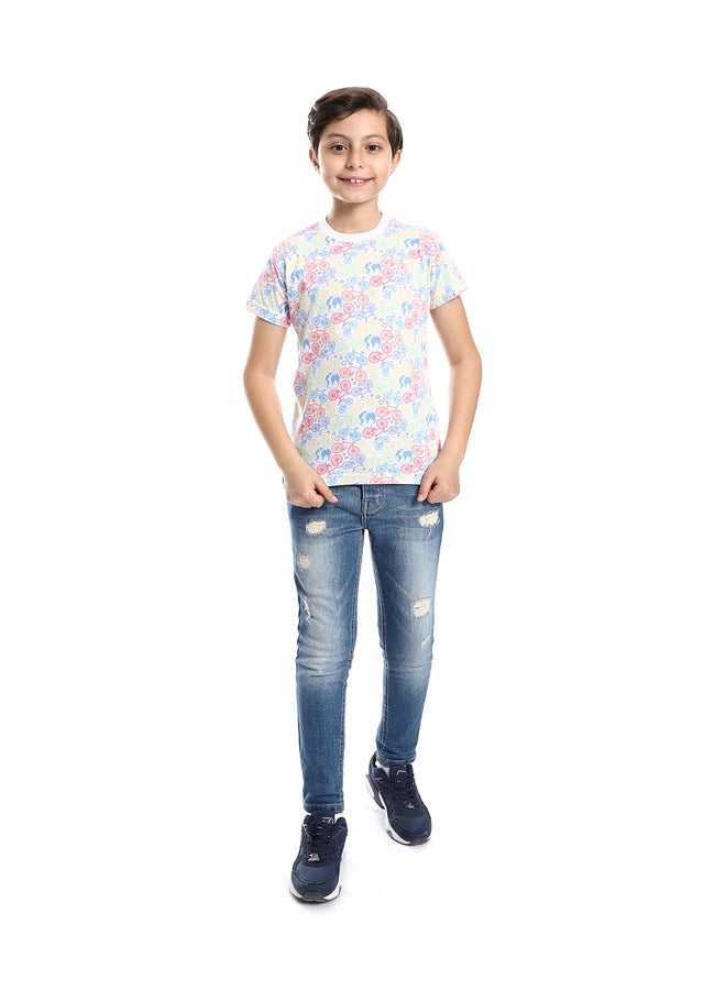 Andora Cotton Round Neck Short Sleeve T-Shirt For Boy _White - Image 1