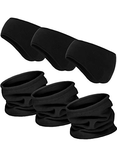 BBTO 6 Pieces Fleece Ear Warmers Headband Winter Neck Gaiter (Black) - Image 1