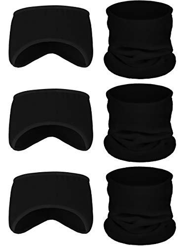 BBTO 6 Pieces Fleece Ear Warmers Headband Winter Neck Gaiter (Black) - Image 2
