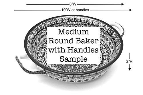 Polish Pottery Gallery Polish Pottery Baker - Round with Handles - 8" - Maraschino - Image 3