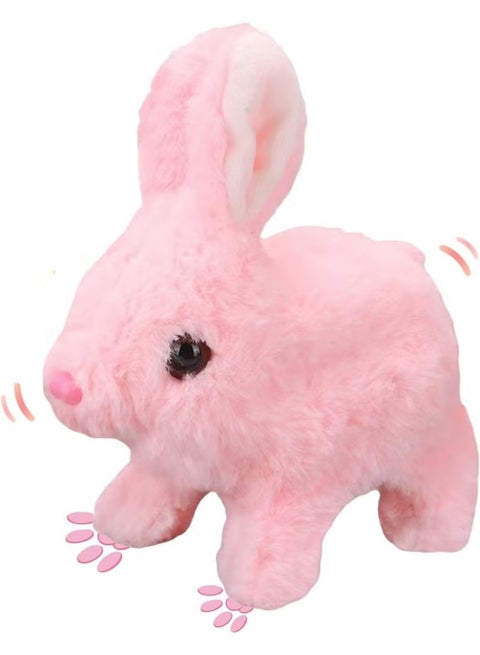 17cm Plush Interactive Hopping Rabbit – Electronic Pet Bunny Toy with Animated Walking, Wiggle Ears & Twitching Nose | Soft Pink Companion Animal with Sounds | Best Birthday, Easter & Eid Gift for Toddlers, Girls & Kids