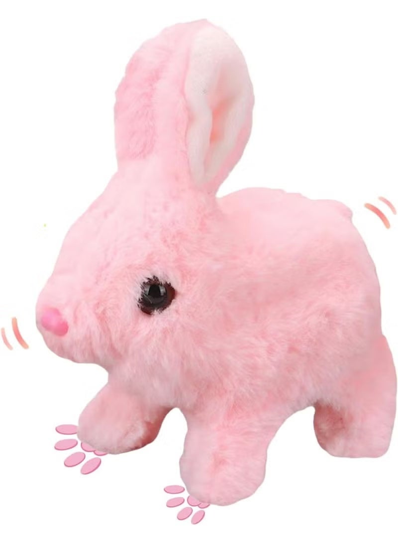 17cm Plush Interactive Hopping Rabbit – Electronic Pet Bunny Toy with Animated Walking, Wiggle Ears & Twitching Nose | Soft Pink Companion Animal with Sounds | Best Birthday, Easter & Eid Gift for Toddlers, Girls & Kids - Image 1