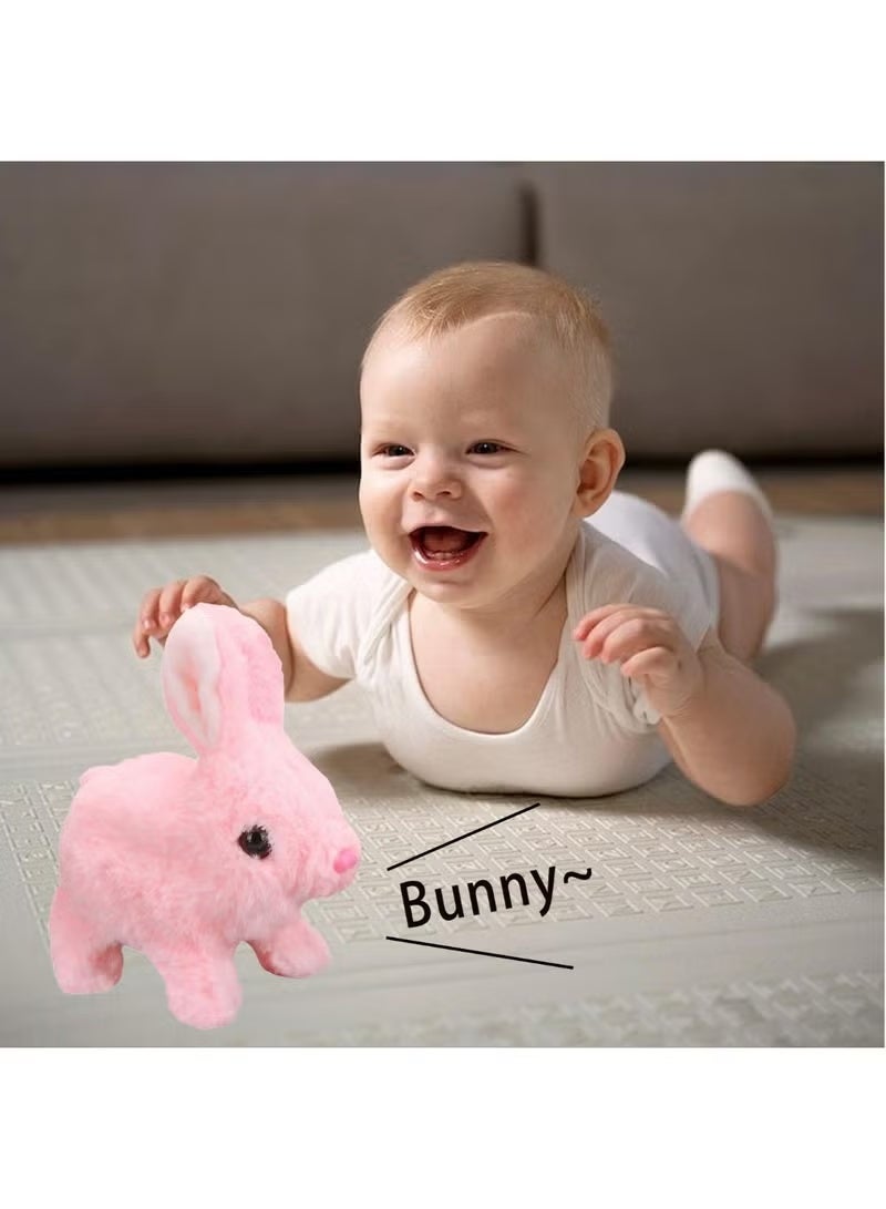 17cm Plush Interactive Hopping Rabbit – Electronic Pet Bunny Toy with Animated Walking, Wiggle Ears & Twitching Nose | Soft Pink Companion Animal with Sounds | Best Birthday, Easter & Eid Gift for Toddlers, Girls & Kids - Image 4