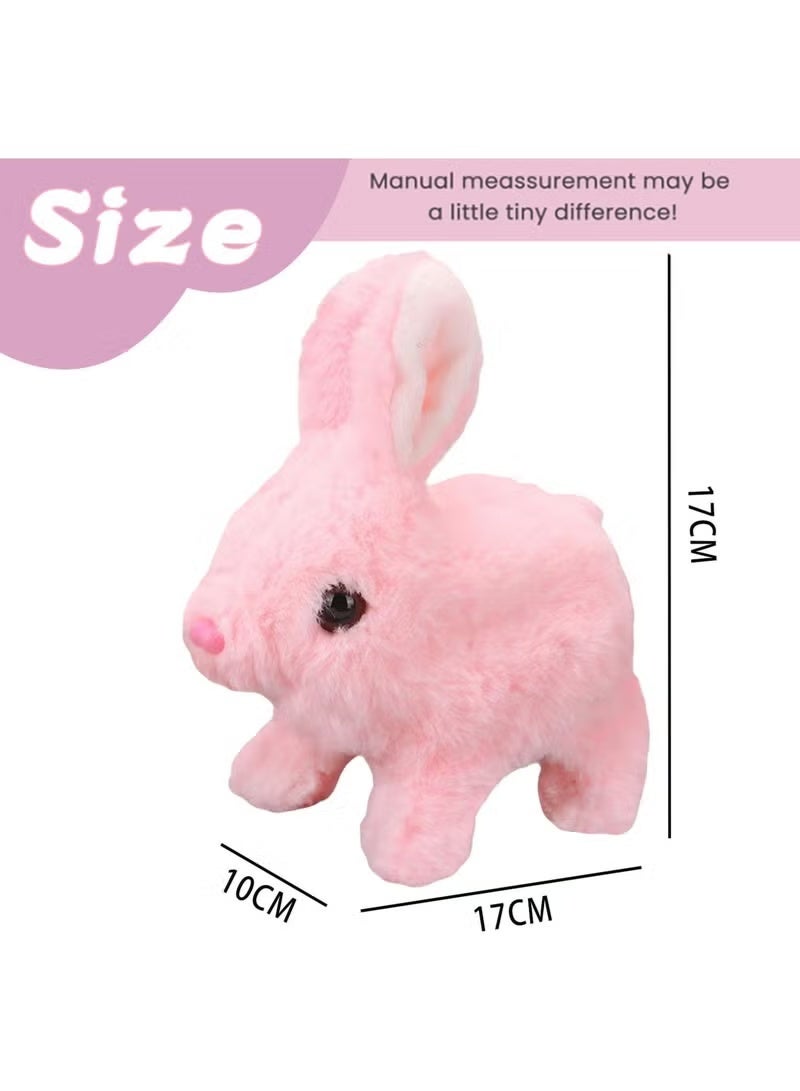 17cm Plush Interactive Hopping Rabbit – Electronic Pet Bunny Toy with Animated Walking, Wiggle Ears & Twitching Nose | Soft Pink Companion Animal with Sounds | Best Birthday, Easter & Eid Gift for Toddlers, Girls & Kids - Image 2
