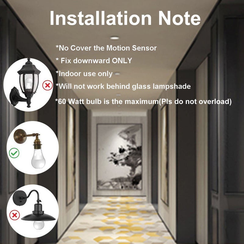 LPHUMEX 2pcs Motion Activated Light Sockets, E26/E27 Screw in Add on/Off Motion Sensor Sockets for Existing Lights, Dusk and Dawn Auto Motion Sensor Light Sockets Indoor for Porch Garage Basement - Image 2