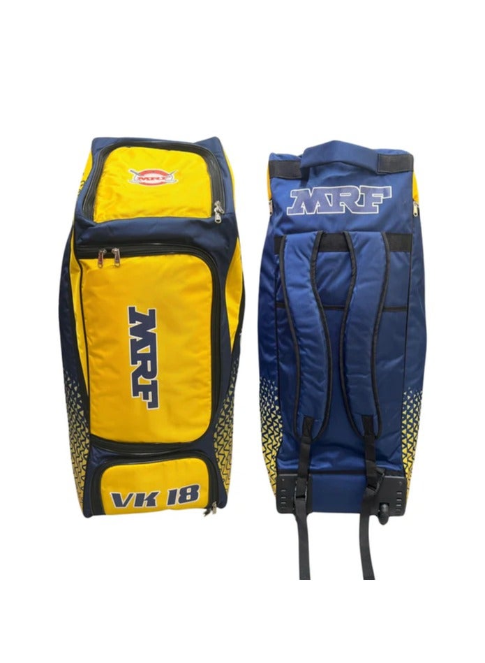 MRF MRF VK 18 Senior Yellow Blue Cricket Kit Bag With Wheels, Large Capacity, Multiple Compartments, Durable Design, Ideal for Juniors and Professional Cricketers  - Image 1