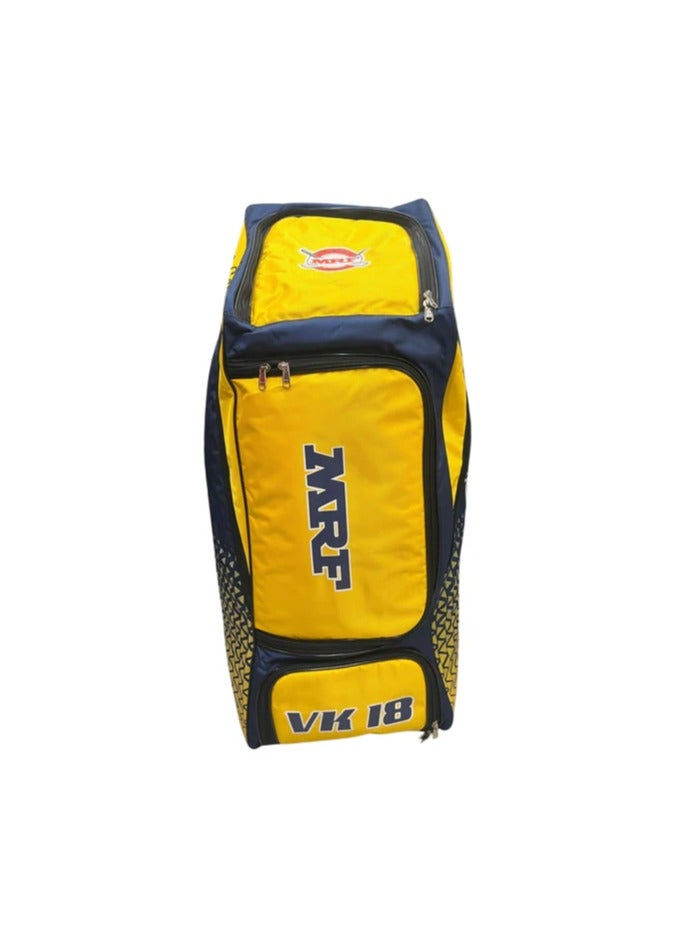 MRF MRF VK 18 Senior Yellow Blue Cricket Kit Bag With Wheels, Large Capacity, Multiple Compartments, Durable Design, Ideal for Juniors and Professional Cricketers  - Image 2