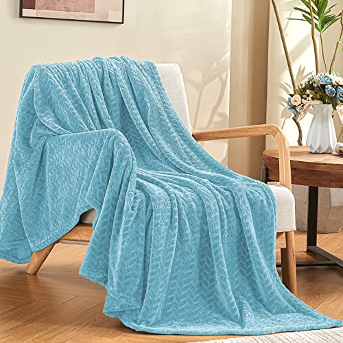 inhand Blue Throw Blanket, Super Soft Flannel Cozy Blankets & Throw for Adults, Lightweight Fuzzy Blanket, Warm Plush Blankets for All Season 50×60 Inches - Image 1