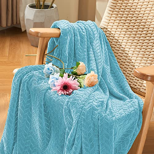 inhand Blue Throw Blanket, Super Soft Flannel Cozy Blankets & Throw for Adults, Lightweight Fuzzy Blanket, Warm Plush Blankets for All Season 50×60 Inches - Image 3