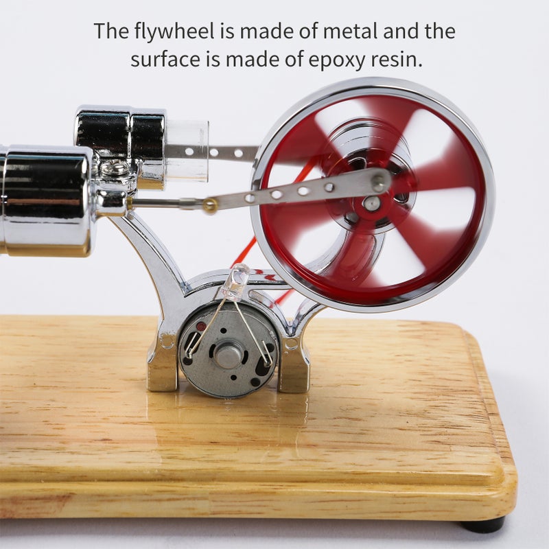 Stirling Engine Kit Electricity Generator Hot Air Motor Model Physical Generator Model with LED Light Flywheel Design Science Experiment Wooden Base DIY Education Toy for Teacher Adults Kids School - Image 3