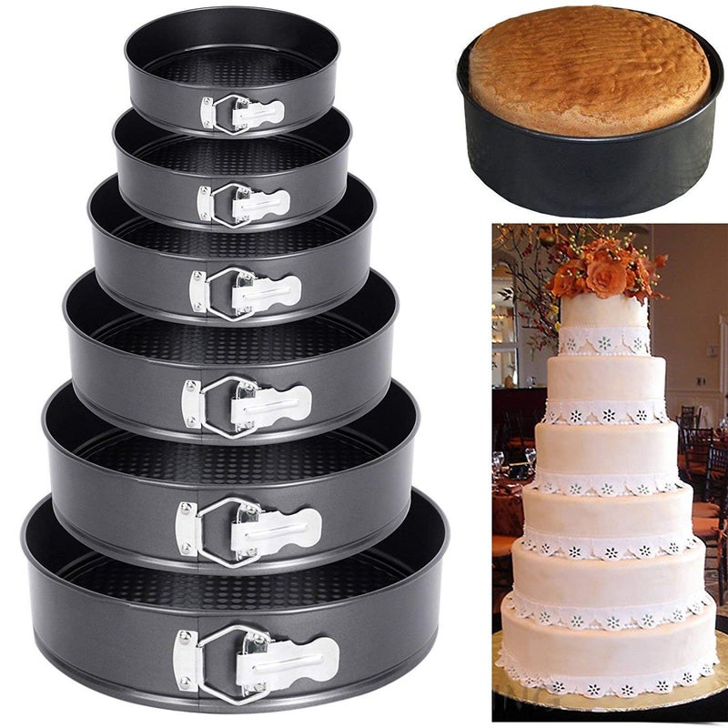 Swami Enterprise Round Shaped Springform Non Stick Aluminum Baking Tin Moulds for CakesPiePuddings Set of 6 18cm20cm22cm24cm26cm28cm - Image 1