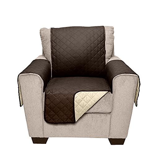 Furhaven غطاء كرسي مقاوم للماء وقابل للعكس من Furhaven لحماية الكلاب والقطط والأطفال - غطاء أثاث غرفة المعيشة بتصميم مزدوج اللون - إسبريسو/طين، كرسي - Image 4