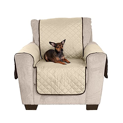Furhaven غطاء كرسي مقاوم للماء وقابل للعكس من Furhaven لحماية الكلاب والقطط والأطفال - غطاء أثاث غرفة المعيشة بتصميم مزدوج اللون - إسبريسو/طين، كرسي - Image 2