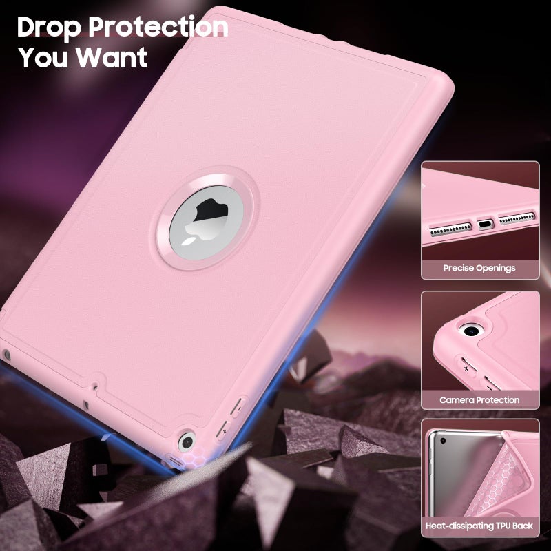 MoKo Case for iPad 9th Generation 2021 / iPad 8th Generation 2020 / iPad 7th Generation 2019 with Pen Holder, iPad 10.2 Case with Soft TPU Back Stand Cover, Auto Wake/Sleep, Light Pink - Image 3