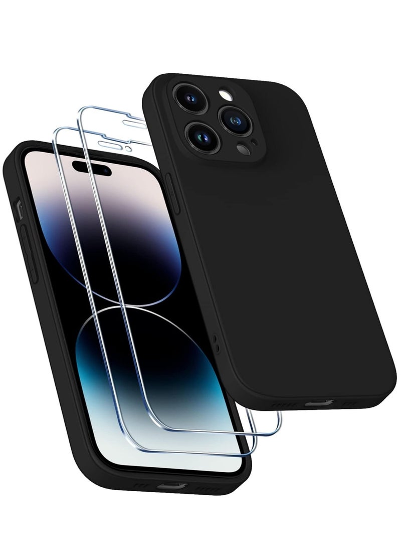 ELTRAZONE Camera Protection Case for iPhone 14 Pro Max 6.7" [Military Grade Shockproof], 1 Phone Case + 2 Tempered Glass Screen Protector, 3 in 1 Protective Back Slim Cover-Black - Image 1