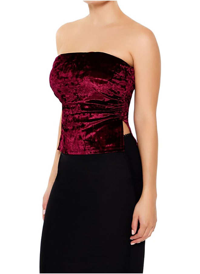 FOREVER 21 Split-Hem Velvet Tube Top  - Image 2