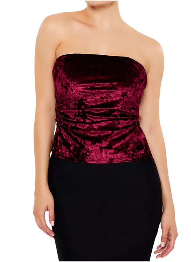 FOREVER 21 Split-Hem Velvet Tube Top  - Image 1