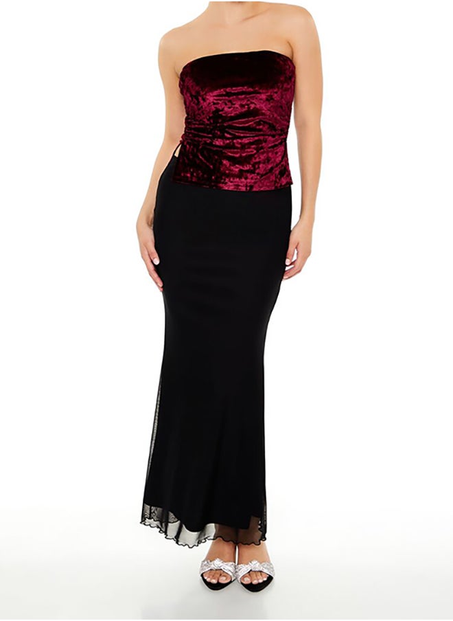 FOREVER 21 Split-Hem Velvet Tube Top  - Image 4