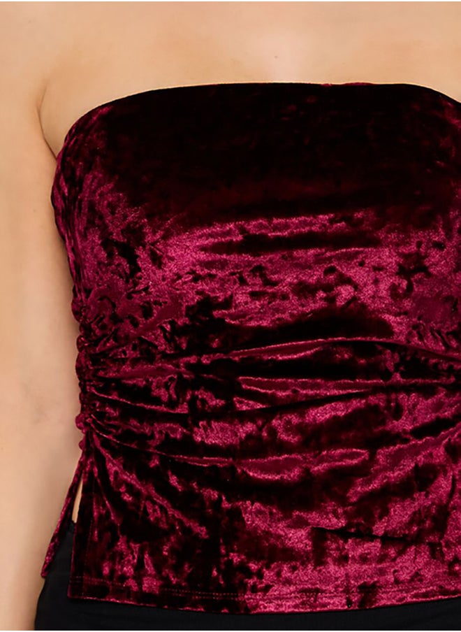 FOREVER 21 Split-Hem Velvet Tube Top  - Image 5