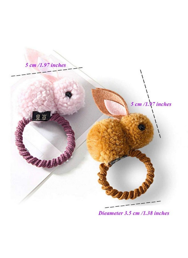 Aysekone - 5 Pack Stuffed Rabbit Style Hair Bands Hair Scrunchies Hair Elastics Ties Ropes Felt Plush Bunny Ponytail Holders For Children Girls - Image 1
