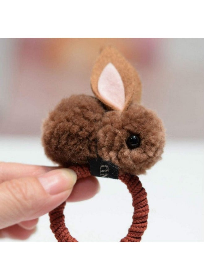 Aysekone - 5 Pack Stuffed Rabbit Style Hair Bands Hair Scrunchies Hair Elastics Ties Ropes Felt Plush Bunny Ponytail Holders For Children Girls - Image 1