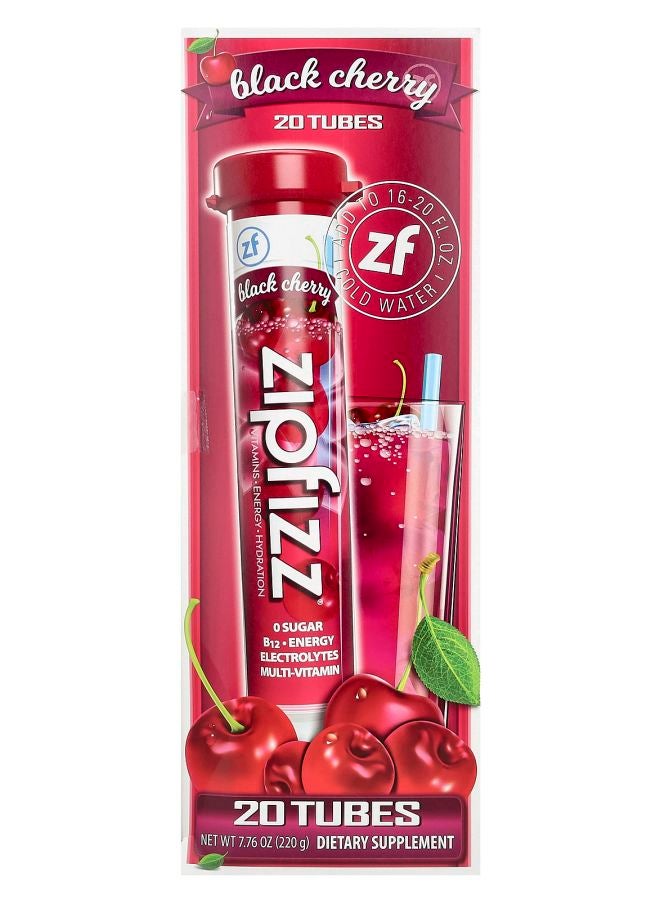 Zipfizz Energy Drink Mix Black Cherry 20 Tubes 0.39 oz (11 g) Each - Image 1