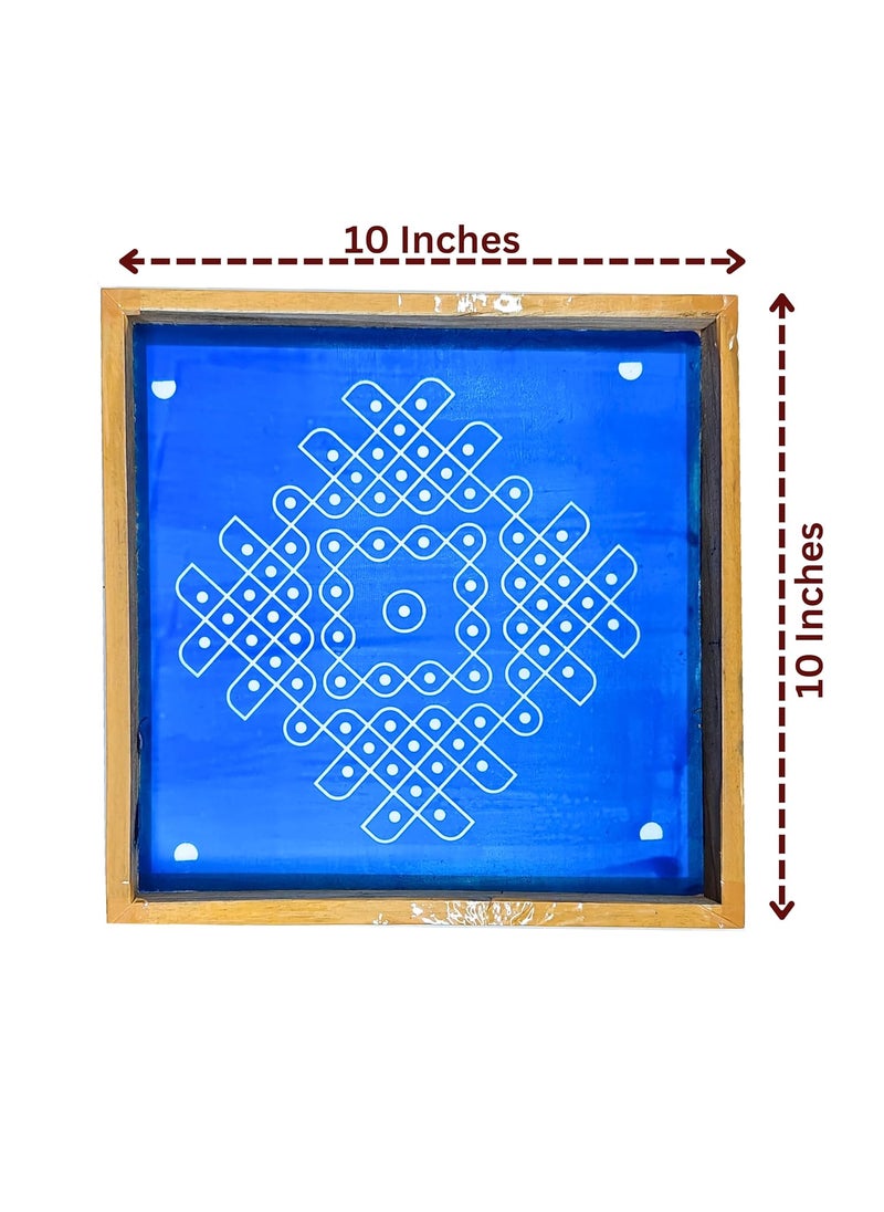 anciently Anciently Kambi Kolam Rangoli Stencil Wooden(Design 5), Rangoli Stencil Wooden, Rangoli Sacha Wooden, 1 Piece (10x10 Inches)  - Image 4