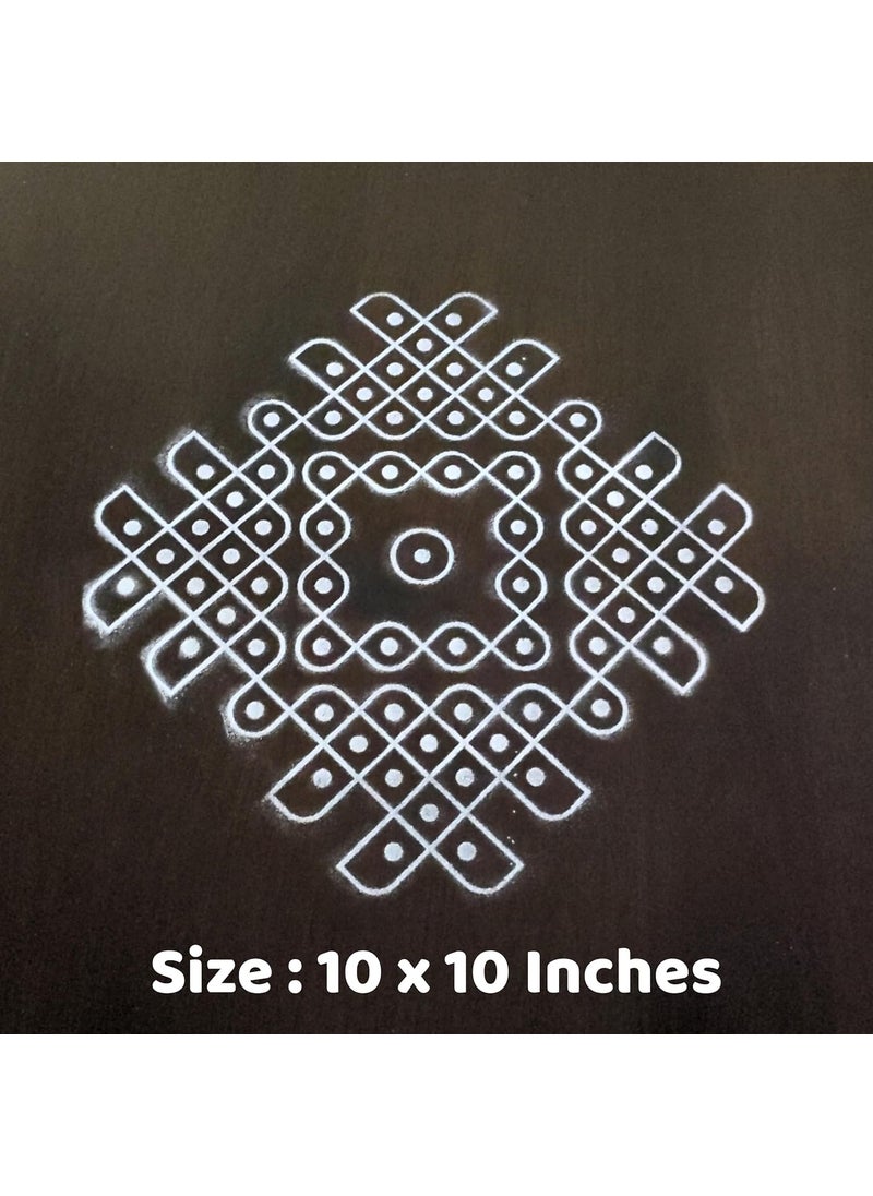 anciently Anciently Kambi Kolam Rangoli Stencil Wooden(Design 5), Rangoli Stencil Wooden, Rangoli Sacha Wooden, 1 Piece (10x10 Inches)  - Image 2