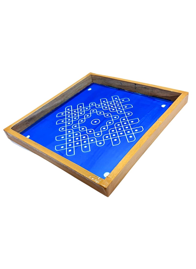 anciently Anciently Kambi Kolam Rangoli Stencil Wooden(Design 5), Rangoli Stencil Wooden, Rangoli Sacha Wooden, 1 Piece (10x10 Inches)  - Image 1