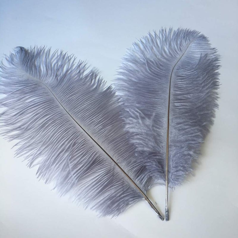 Sowder 1416inch3540cm Ostrich Feathers Plume for Wedding Centerpieces Home Decoration Pack of 10pcsGrey