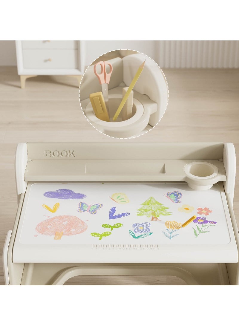 Little Story - Table - Multi Purpose Drawing/Study w/ Chair - Beige - Image 5