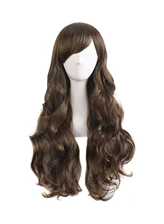 شعر مستعار كامل طويل ومجعد بني 7.2بوصة